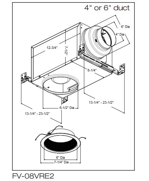 Panasonic WhisperRecessed LED FV-08VRE2 Fan/Light Combination, 80 CFM