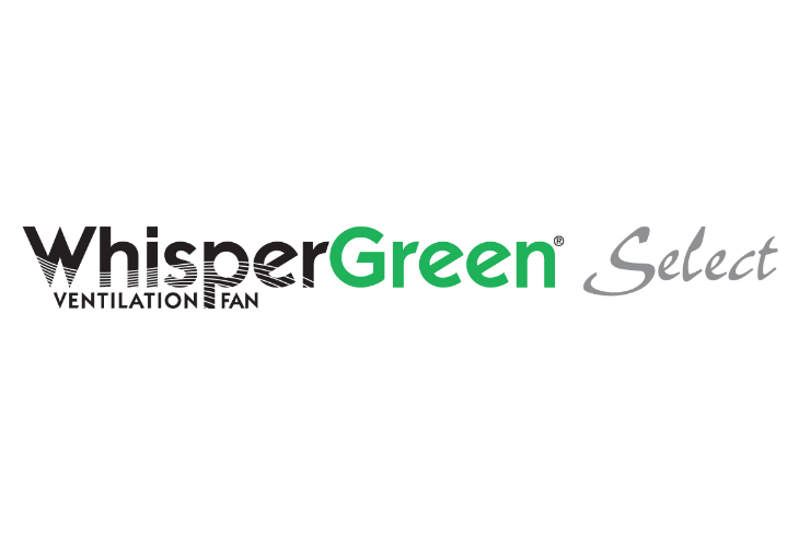 WhisperGreen Select ventilation fan logo and branding on white background.