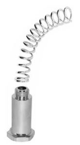 Chrome-plated brass riser nipple with coiled spring, 3/8" diameter, 24" length.