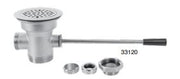 Chrome sink drain assembly with lever handle and 3-inch opening components displayed.