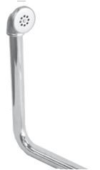 Chrome sink overflow tube with showerhead spray attachment and mounting bracket.