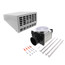 White rectangular ceiling-mounted exhaust fan with ducting connector and mounting bracket.