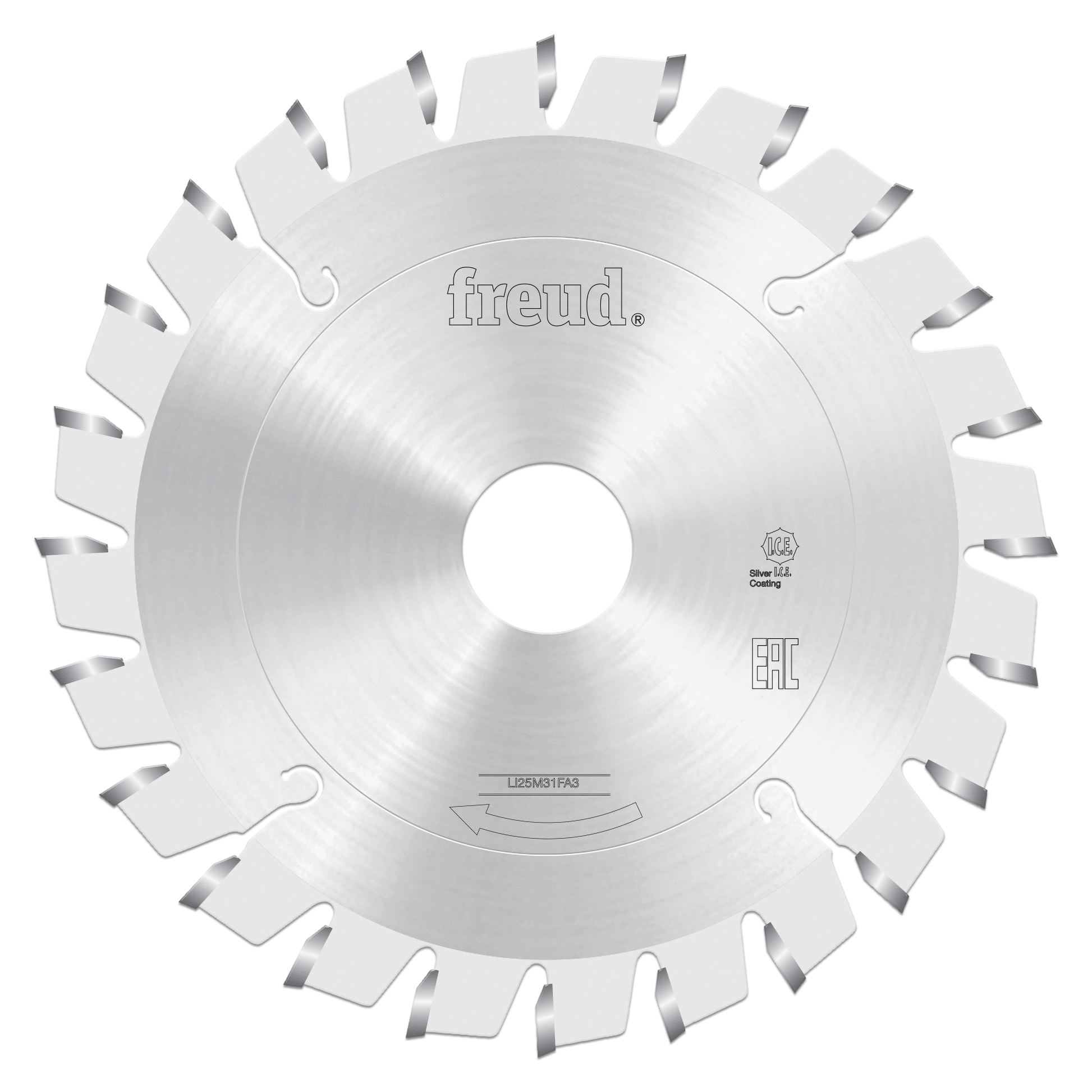 Freud 125mm conical scoring saw blade with carbide teeth and central mounting hole.