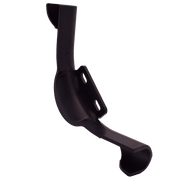 Black plastic bend support with nail tab mounting holes for 1/2" tubing.