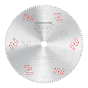 Freud 305mm circular saw blade with fine teeth and mechanical clamping system for aluminum and non-ferrous materials.