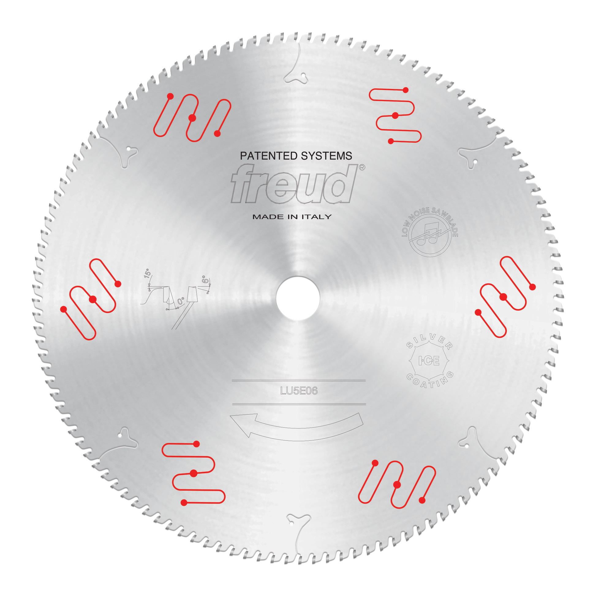 Freud 305mm circular saw blade with fine teeth and mechanical clamping system for aluminum and non-ferrous materials.