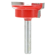Red and silver drawer lock bit with 1-1/4" diameter cutting head and metal shank.