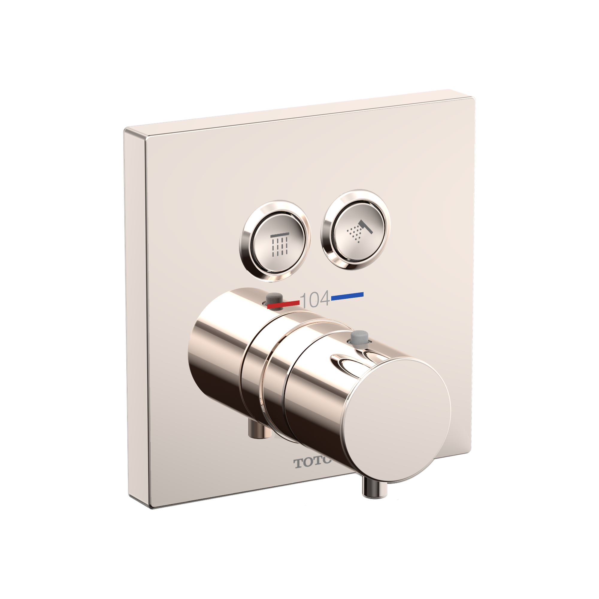 Toto Square Thermostatic Mixing Valve with 2-Function Shower Trim, Polished Nickel - TBV02406U#PN