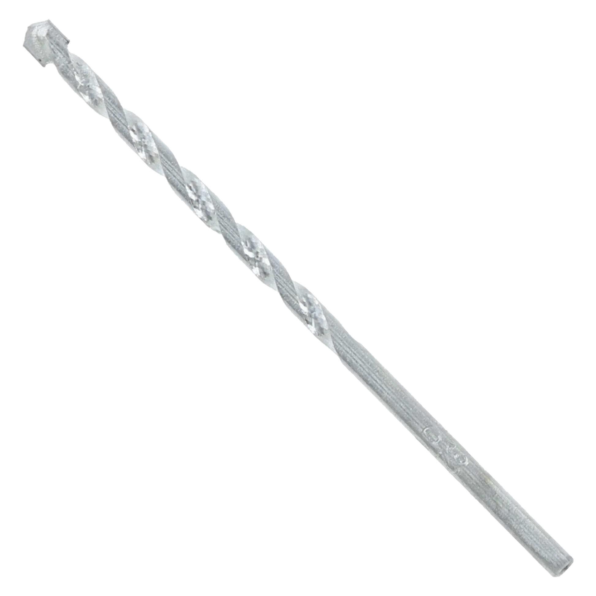 Carbide-tipped masonry drill bit with spiral flutes and square tip, 5/32" diameter.