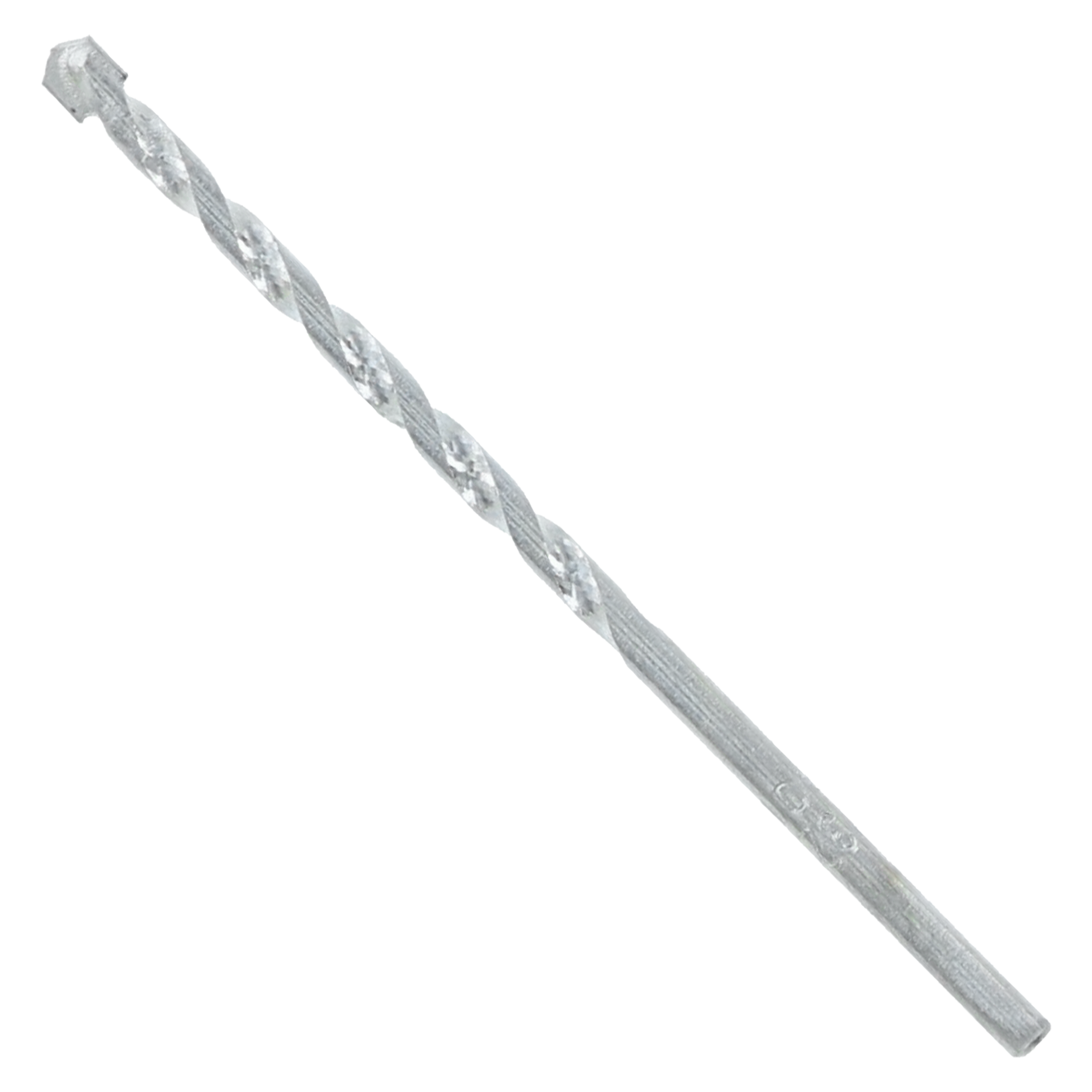 Carbide-tipped masonry drill bit with spiral flutes and square tip, 5/32" diameter.