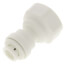 White plastic connector with 1/4" OD and female NPTF thread fitting.