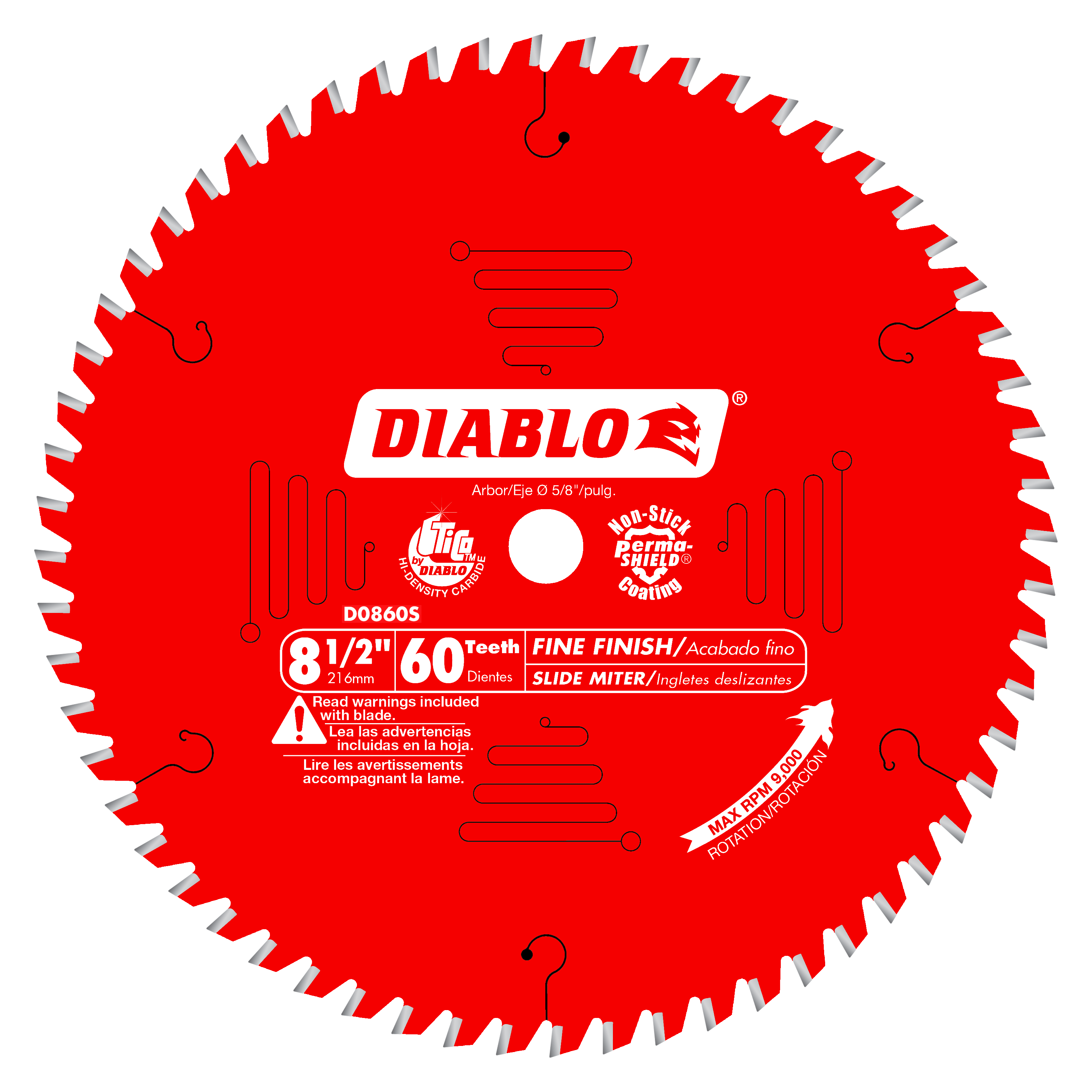Diablo D0860S 8-1/2 in. x 60 Tooth Fine Finish Saw Blade - 2 Pack