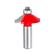 Freud router bit with red cutting head and silver metal shank, featuring reversible wainscoting profile design.