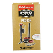 Fluidmaster Pro Series PRO45K complete toilet tank kit with fill valve, flapper, and hardware components.