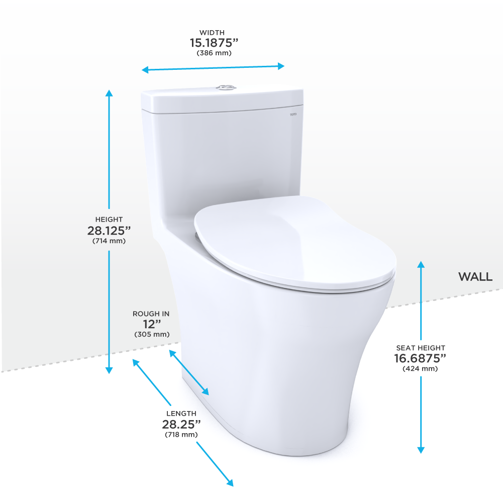 Toto Aquia IV One Piece Elongated Auto Flush Washlet+ Ready Universal Height Toilet with CEFIONTECT Dual Flush 0.9 and 1.28 GPF with SS234 SoftClose Seat in Cotton White