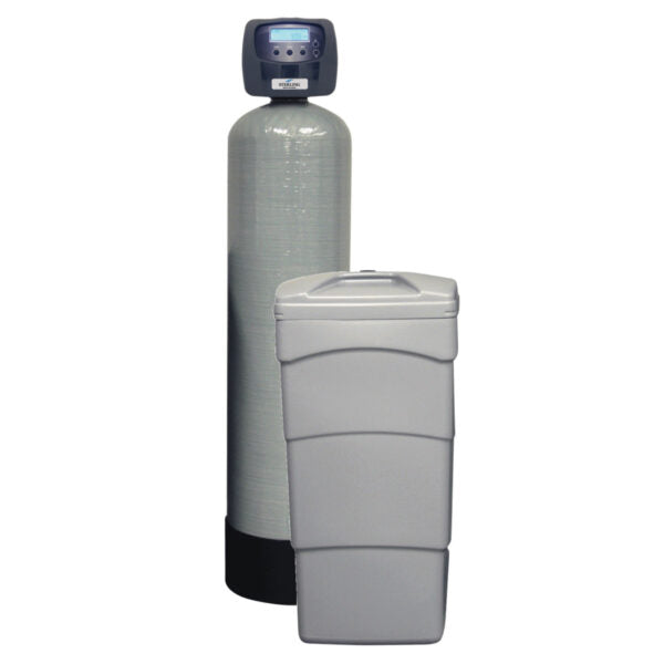 Sterling PSX1-45 water softener system with gray cylindrical tank, digital control head, and gray brine tank.