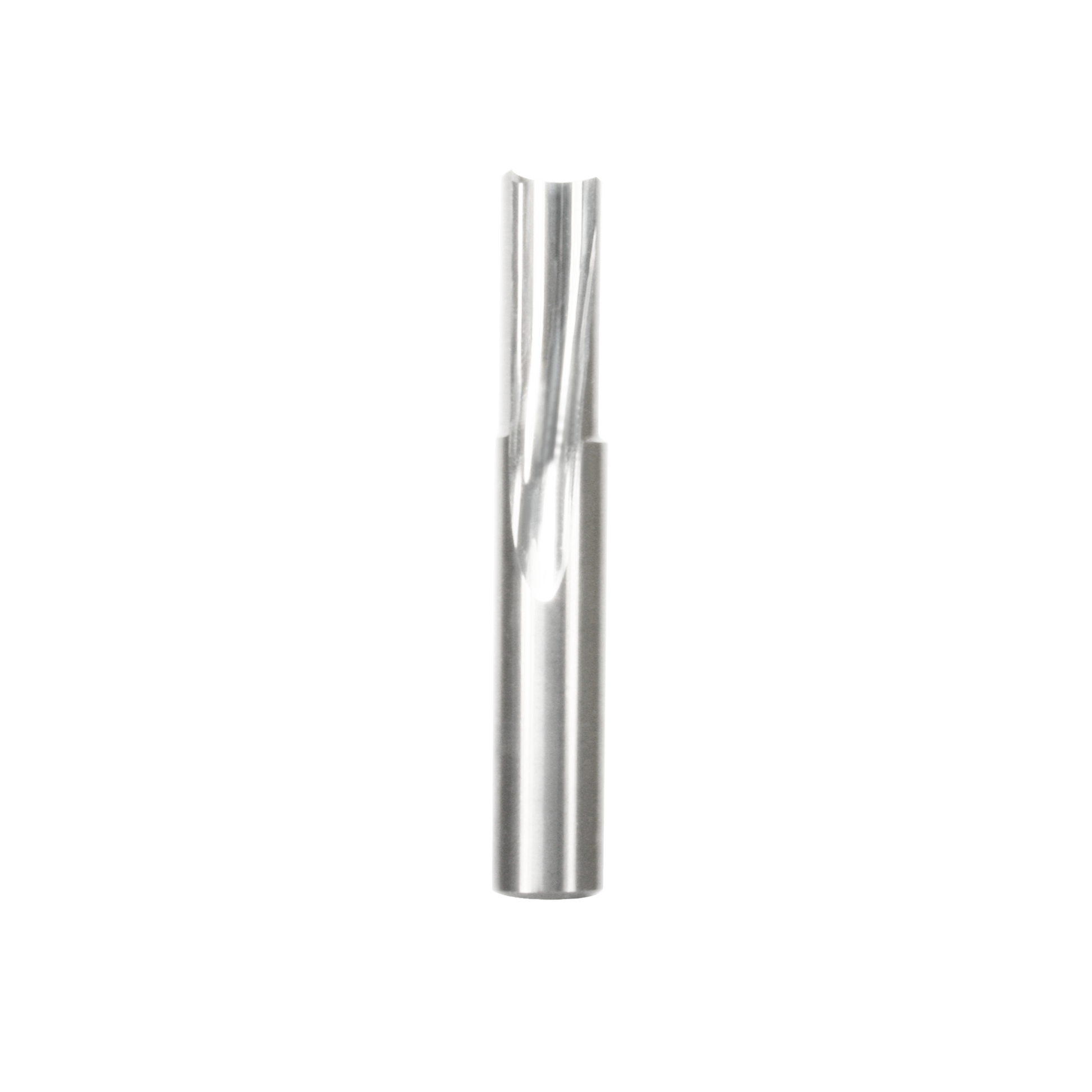 Freud 3/8" diameter straight router bit with single O-flute cutting edge and cylindrical shank.