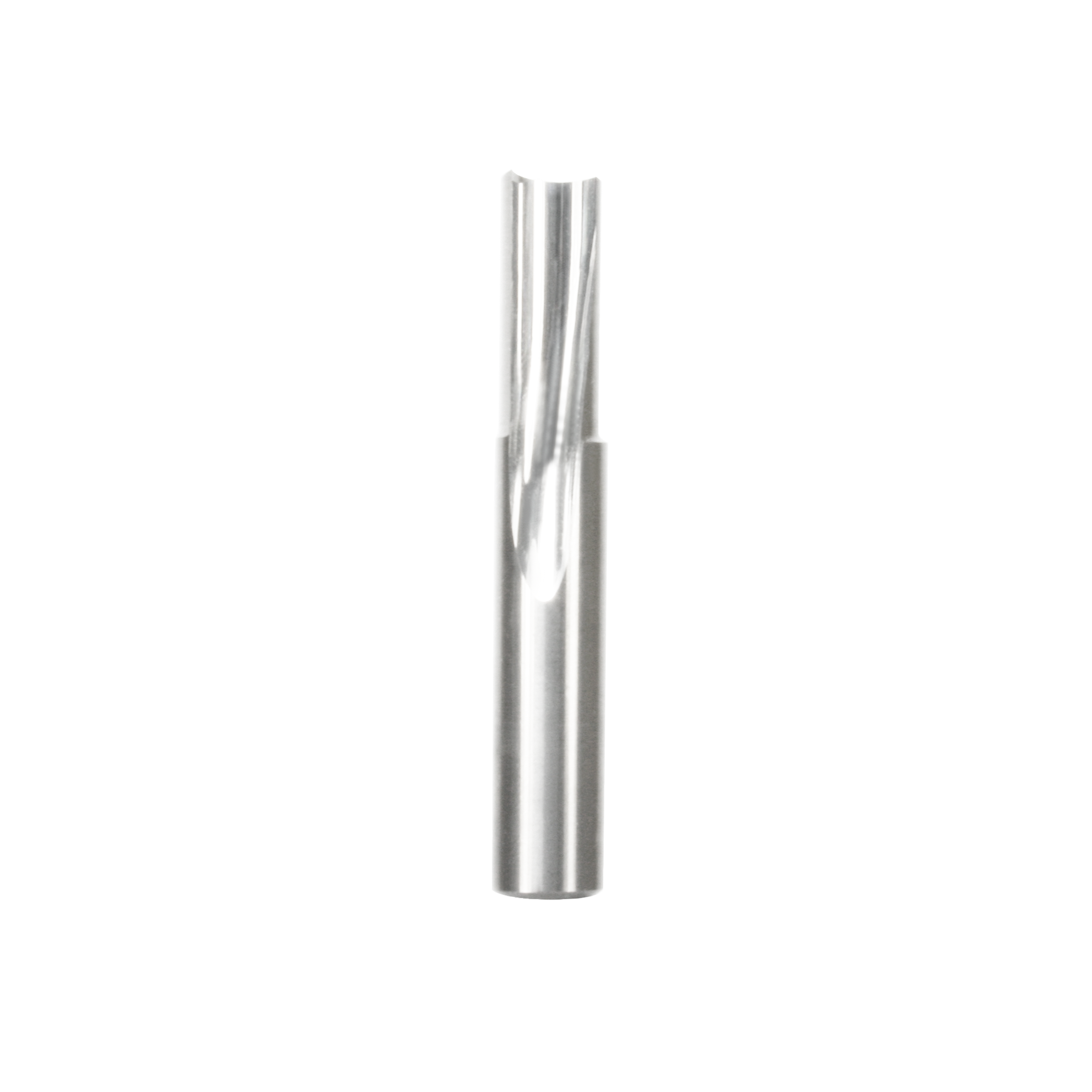 Freud 3/8" diameter straight router bit with single O-flute cutting edge and cylindrical shank.