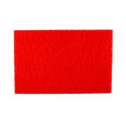 Red rectangular non-woven buffer pad with textured surface, 12 by 18 inches.