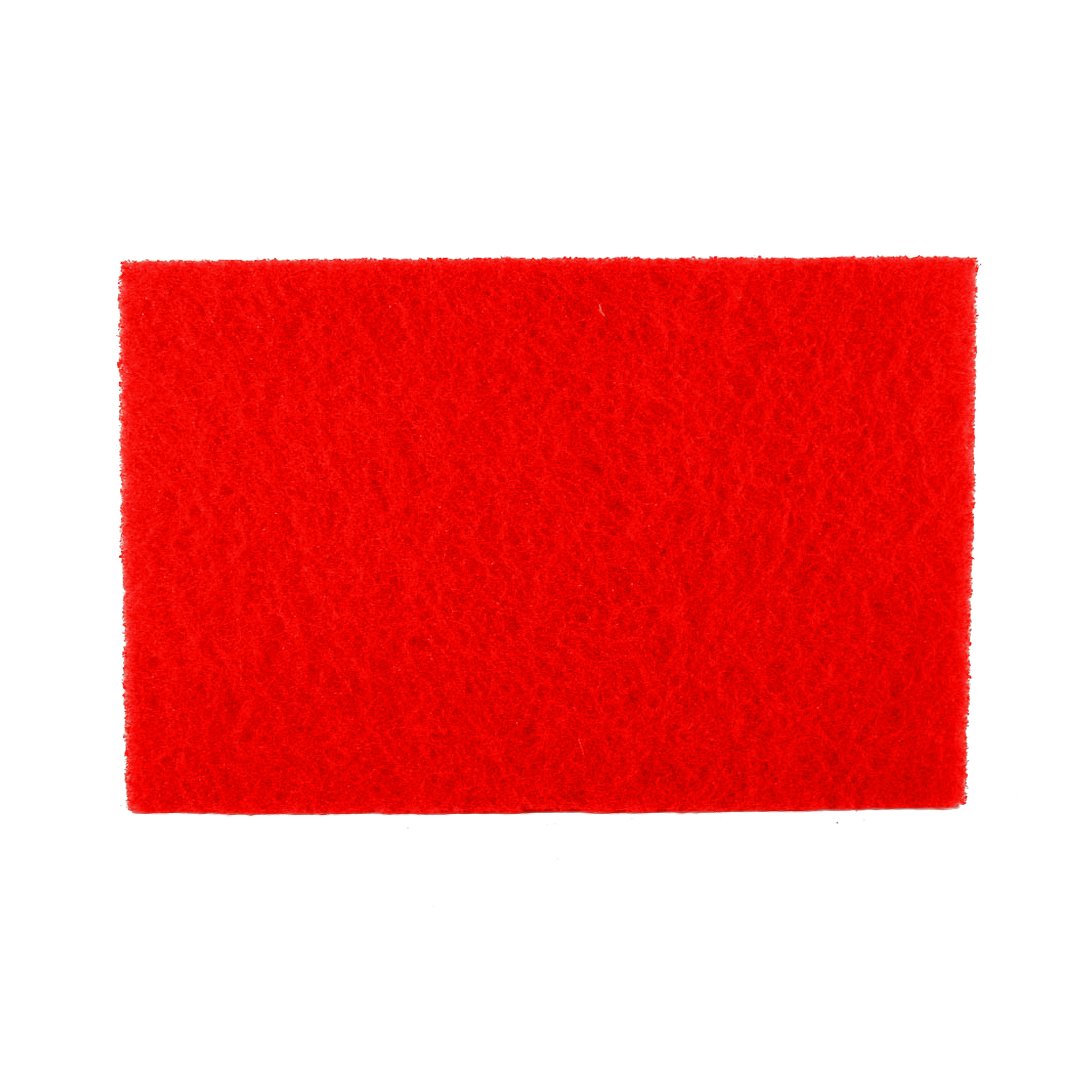 Red rectangular non-woven buffer pad with textured surface, 12 by 18 inches.