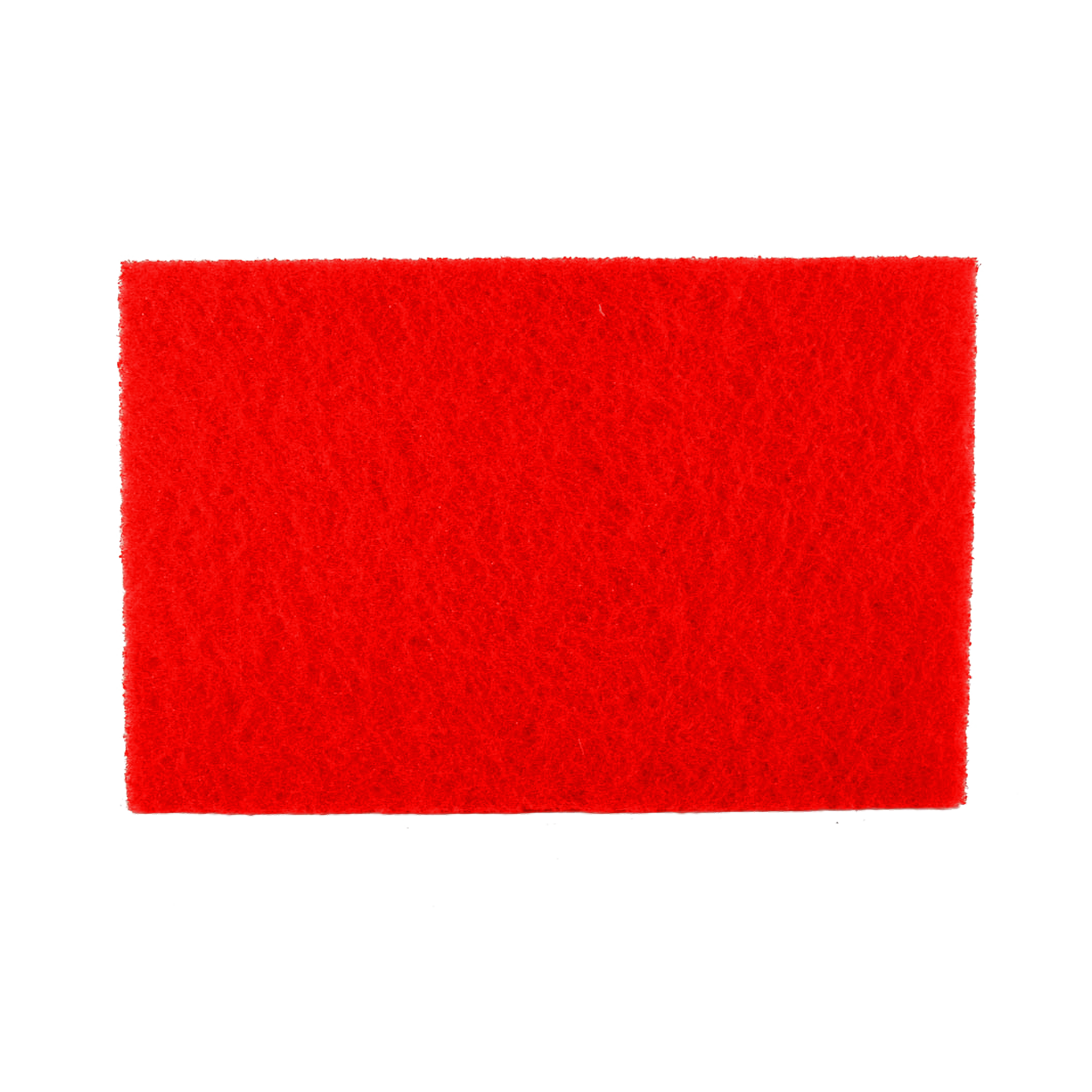 Red rectangular non-woven buffer pad with textured surface, 12 by 18 inches.
