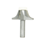 Round over bowl bit with 1/2-inch radius, cylindrical shank, and curved cutting head with white plastic cap.