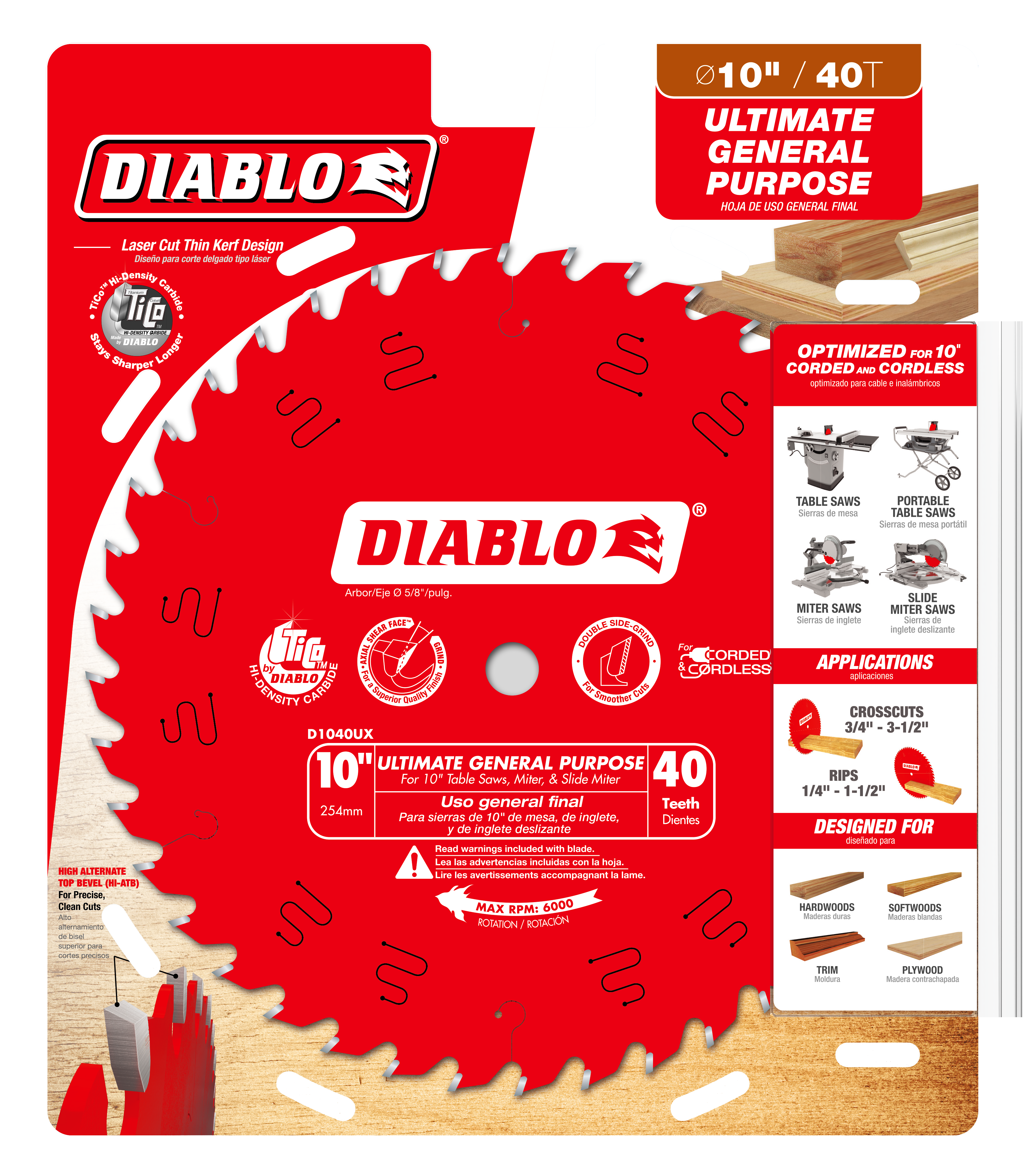 Diablo D1040UX 10 in. x 40 Tooth Ultimate General Purpose Saw Blade