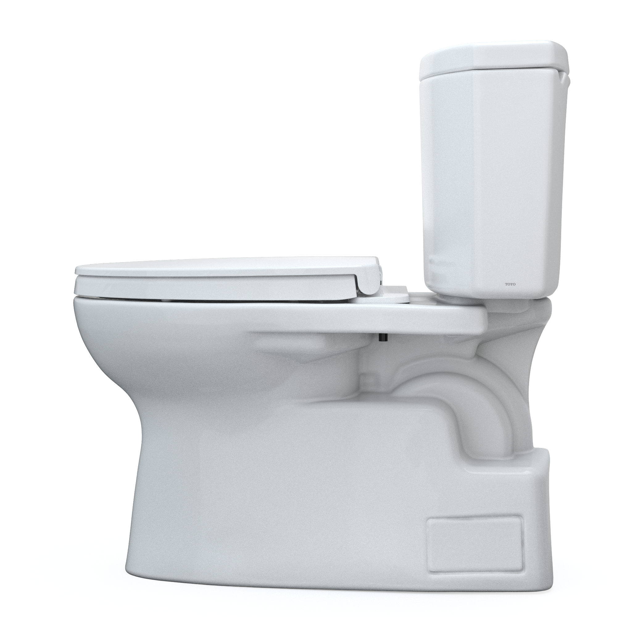 Toto Vespin II Two Piece Elongated Auto Flush Washlet+ Ready Universal Height Toilet with CEFIONTECT 1.28 GPF with SS124 SoftClose Seat in Cotton White
