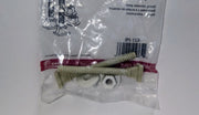 Pair of plastic closet bolts with threaded stems, washers, and nuts in clear plastic packaging.