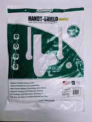 Handy-Shield Maxx white soft ADA under-sink protector covers in sealed plastic packaging with green branding and product info