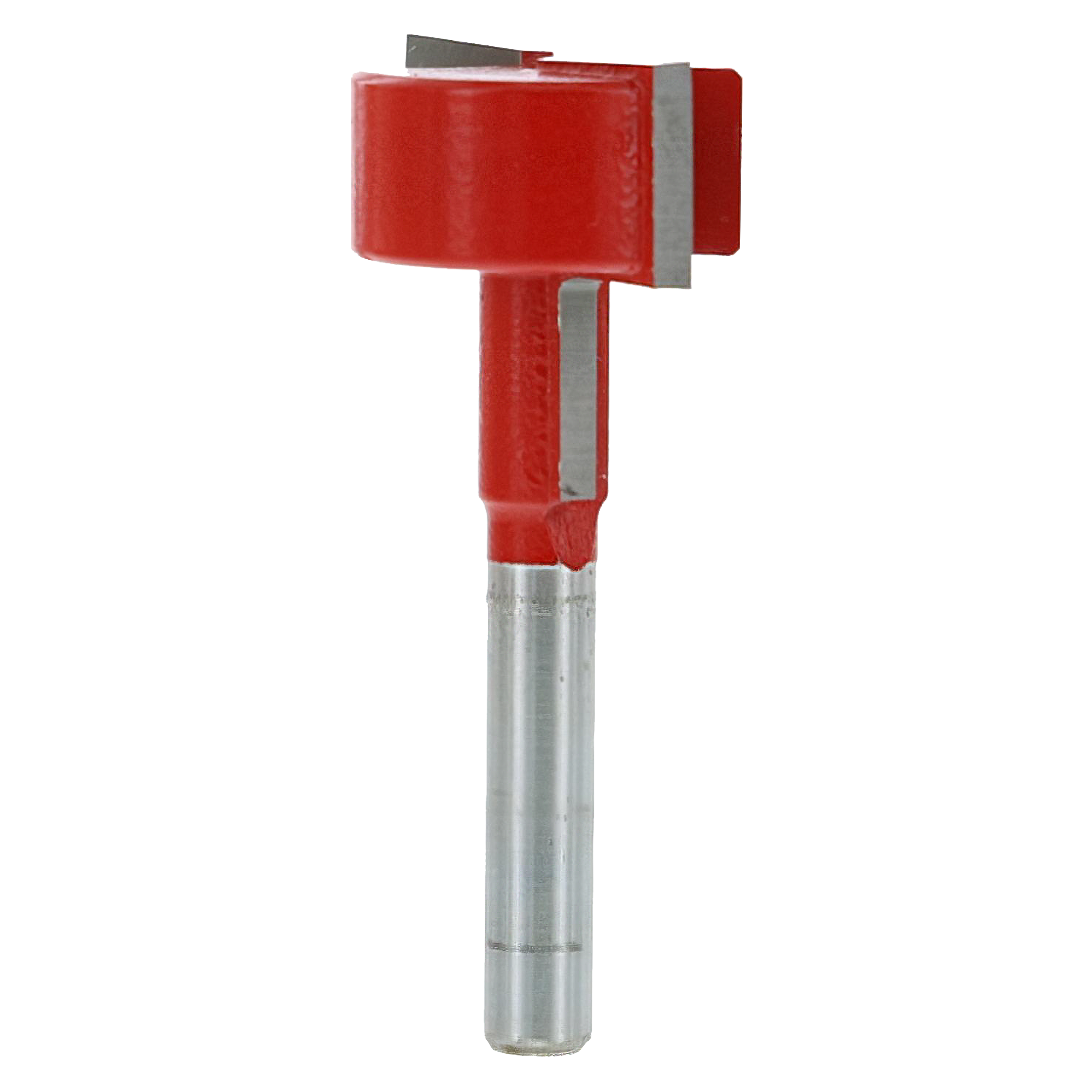 Red and silver T-slotting cutter bit with cylindrical shank and slot-cutting head.