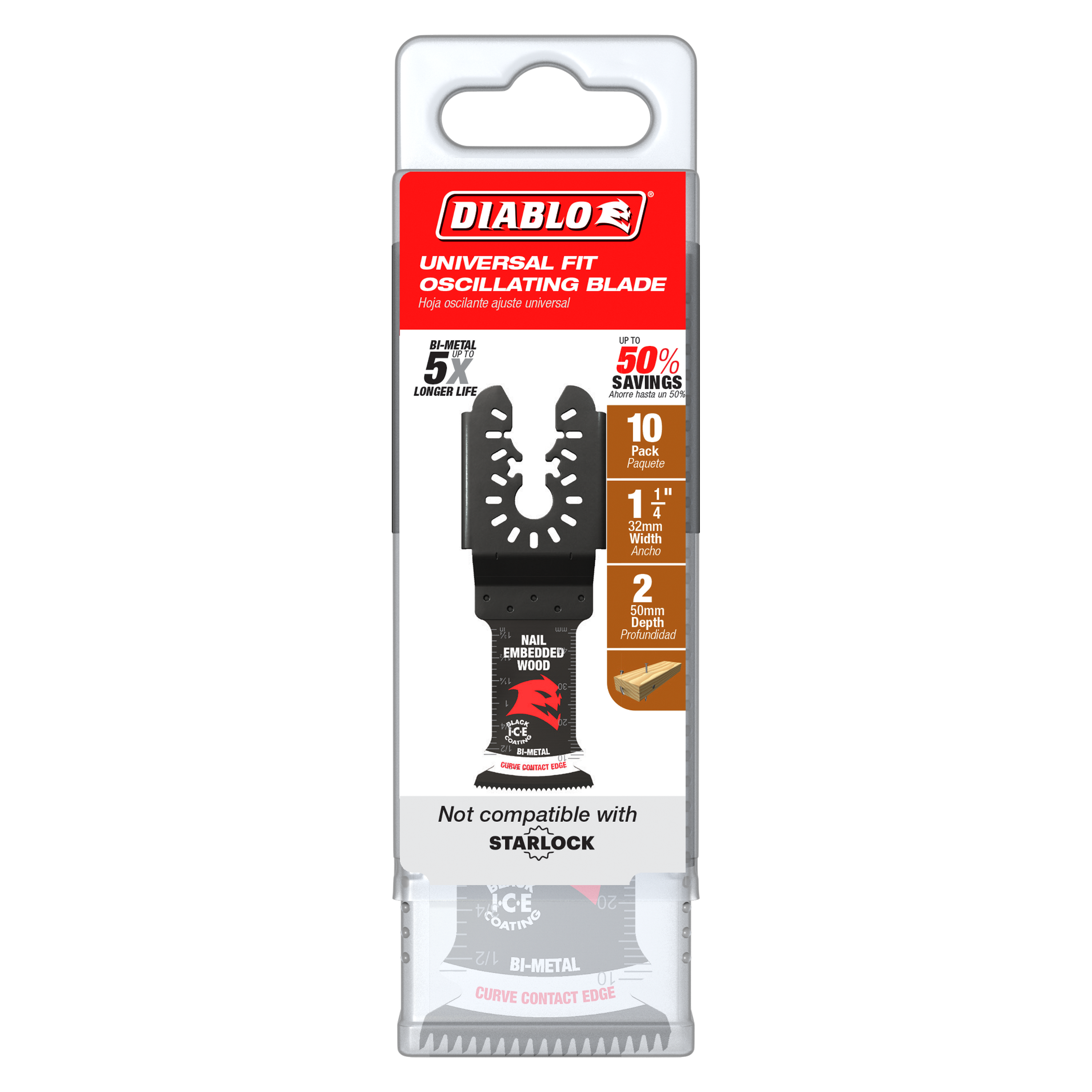 Diablo DOU125JBW10 1-1/4 in. Universal Fit Bi-Metal Oscillating Blade for Clean Wood