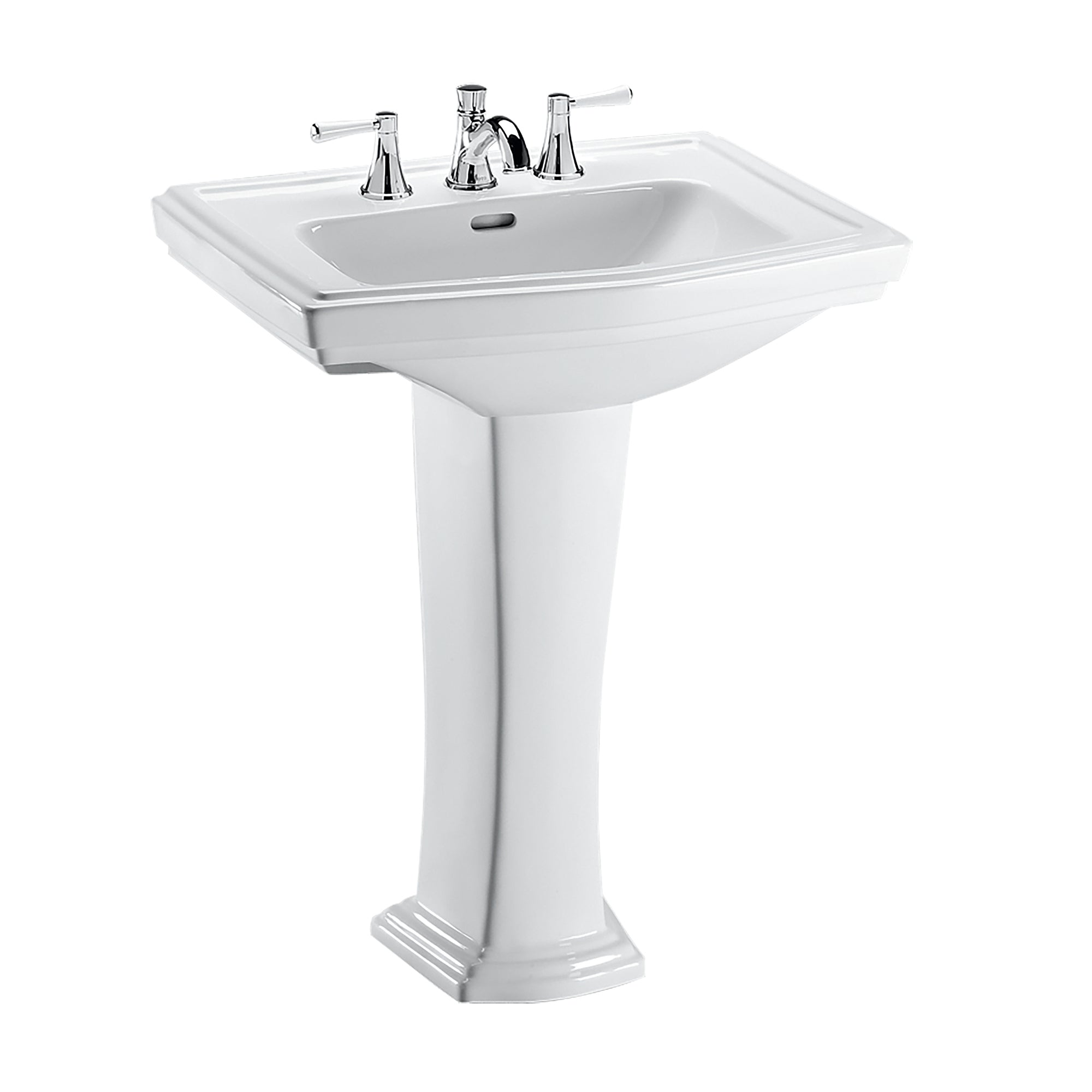 Toto Clayton Pedestal Rectangular Bathroom Sink and Shroud for 8 Inch Center Faucets in Cotton White