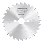 Freud 180mm conical scoring saw blade with alternating teeth and central mounting holes.