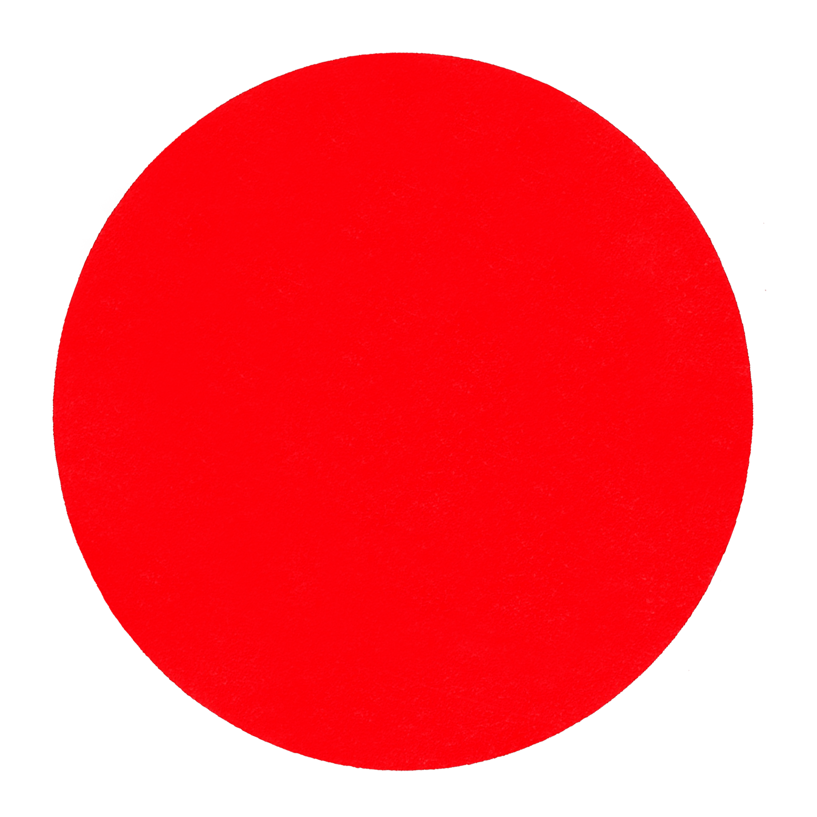 Red circular sanding disc with adhesive backing for random orbital sanders.