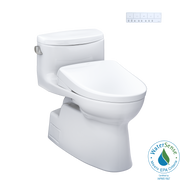 Toto Carolina II One Piece Elongated Universal Height Toilet with CEFIONTECT 1.28 GPF with Contemporary Washlet+ S7 Bidet Seat in Cotton White