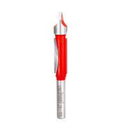 Metal panel pilot bit with red handle and silver shaft, featuring pointed tip and cutting edges.