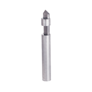 Metal panel pilot bit with pointed conical tip and cylindrical shaft on white background.