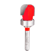 Freud 1/4" radius dish carving bit with red cutting head and metal shank for woodworking routers.