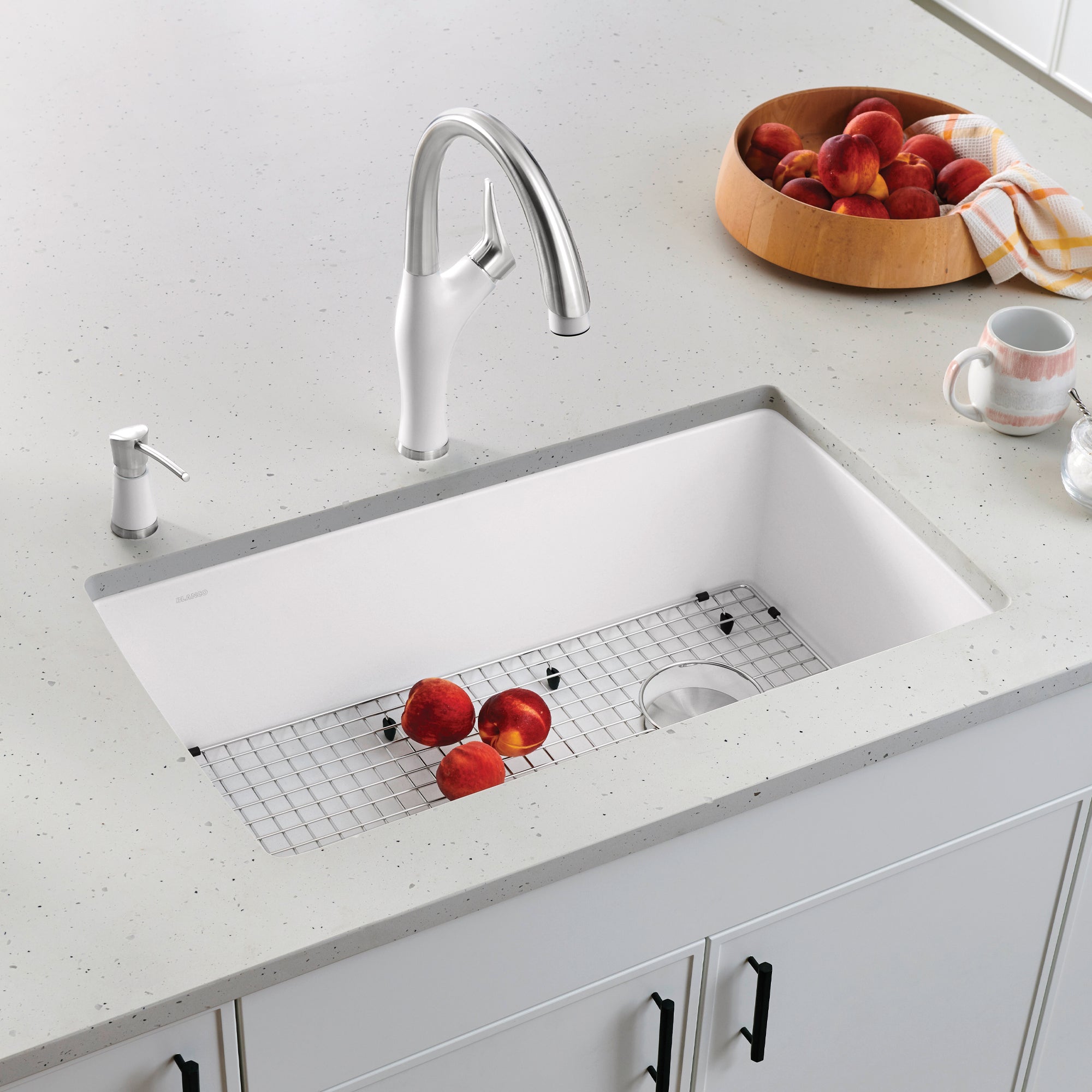 Blanco 441767 Diamond Silgranit Super Single Bowl Undermount: White