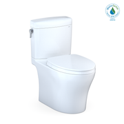 Toto Aquia IV Cube Two Piece Elongated Auto Flush Washlet+ Ready Universal Height Toilet with CEFIONTECT Dual Flush 0.9 and 1.28 GPF with SS124 SoftClose Seat in Cotton White