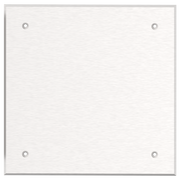 White square concealed valve box with four mounting holes and metal frame border.