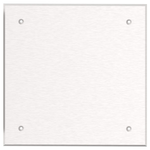 White square concealed valve box with four mounting holes and metal frame border.