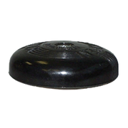 Black dome-shaped radiator valve handle with grooved surface and central mounting point.