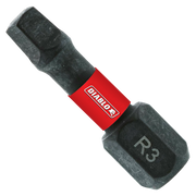 Two black #3 square drive bits with red Diablo band connector, 1 inch length.