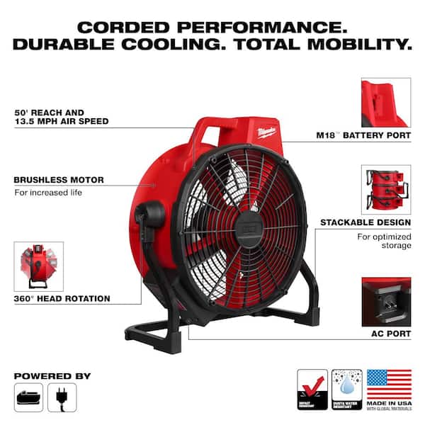 Milwaukee M18 Brushless 18 inch Fan - 0821-20