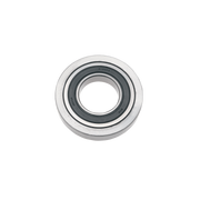 Metal ball bearing rub collar with gray center ring and hollow opening displayed against white background.