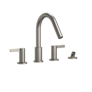 Toto GF Two Lever Handle Deck-Mount Roman Tub Filler Trim With Handshower, Brushed Nickel