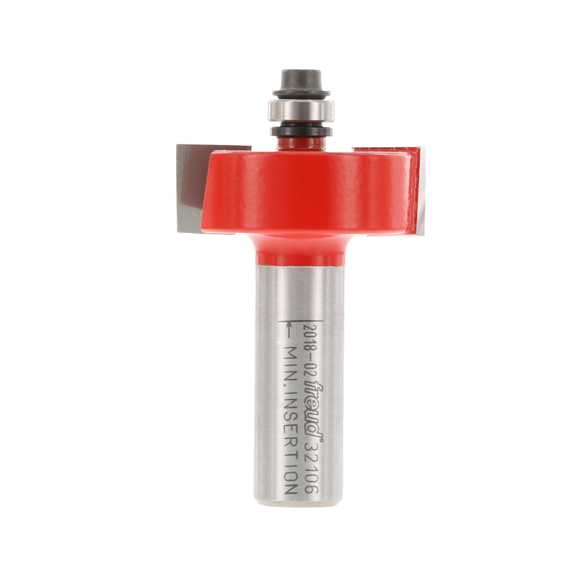 Freud 32-106 rabbeting bit with red cutting head and silver steel shank for router use.