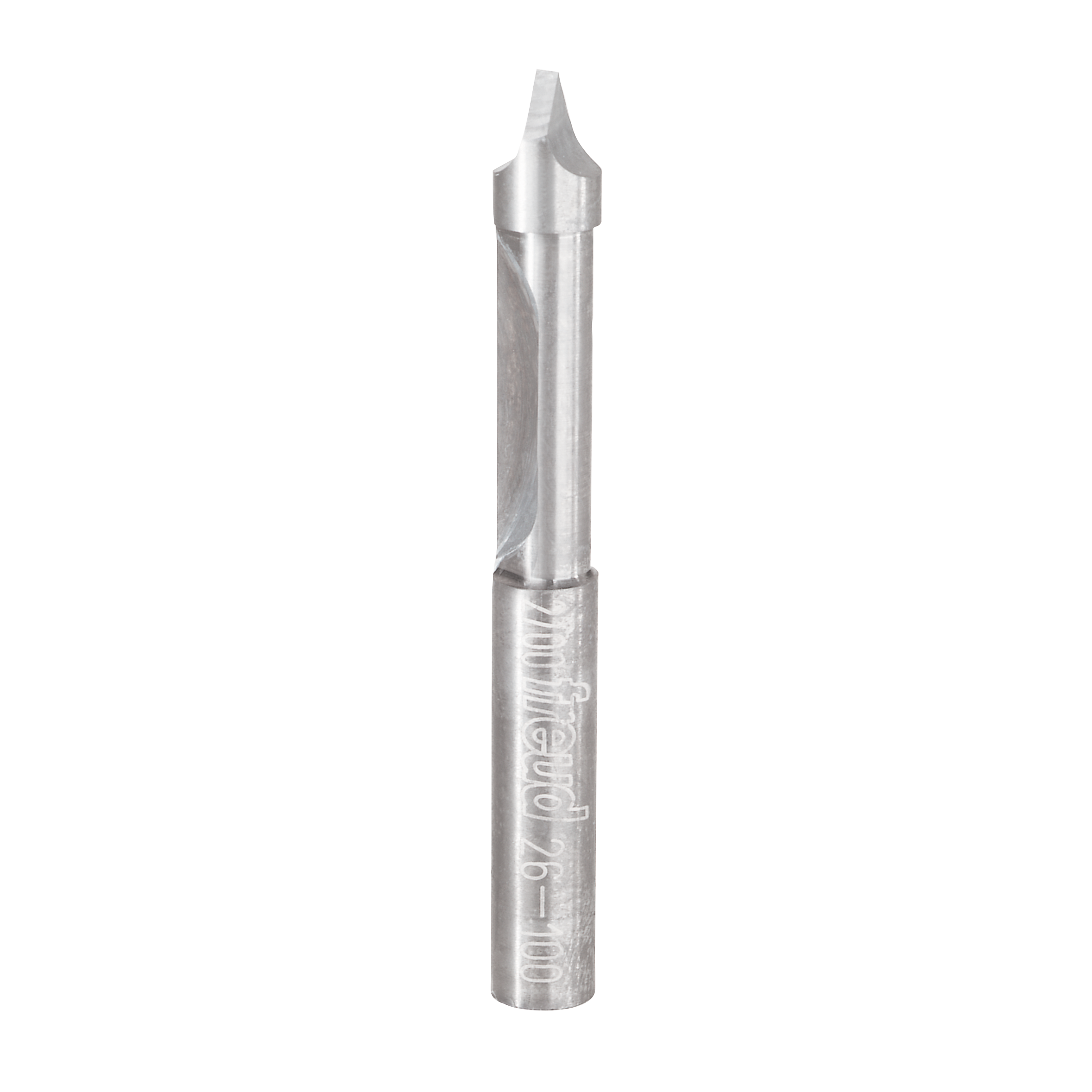 Silver metal panel pilot bit with pointed tip and cylindrical shank marked with Freud branding.